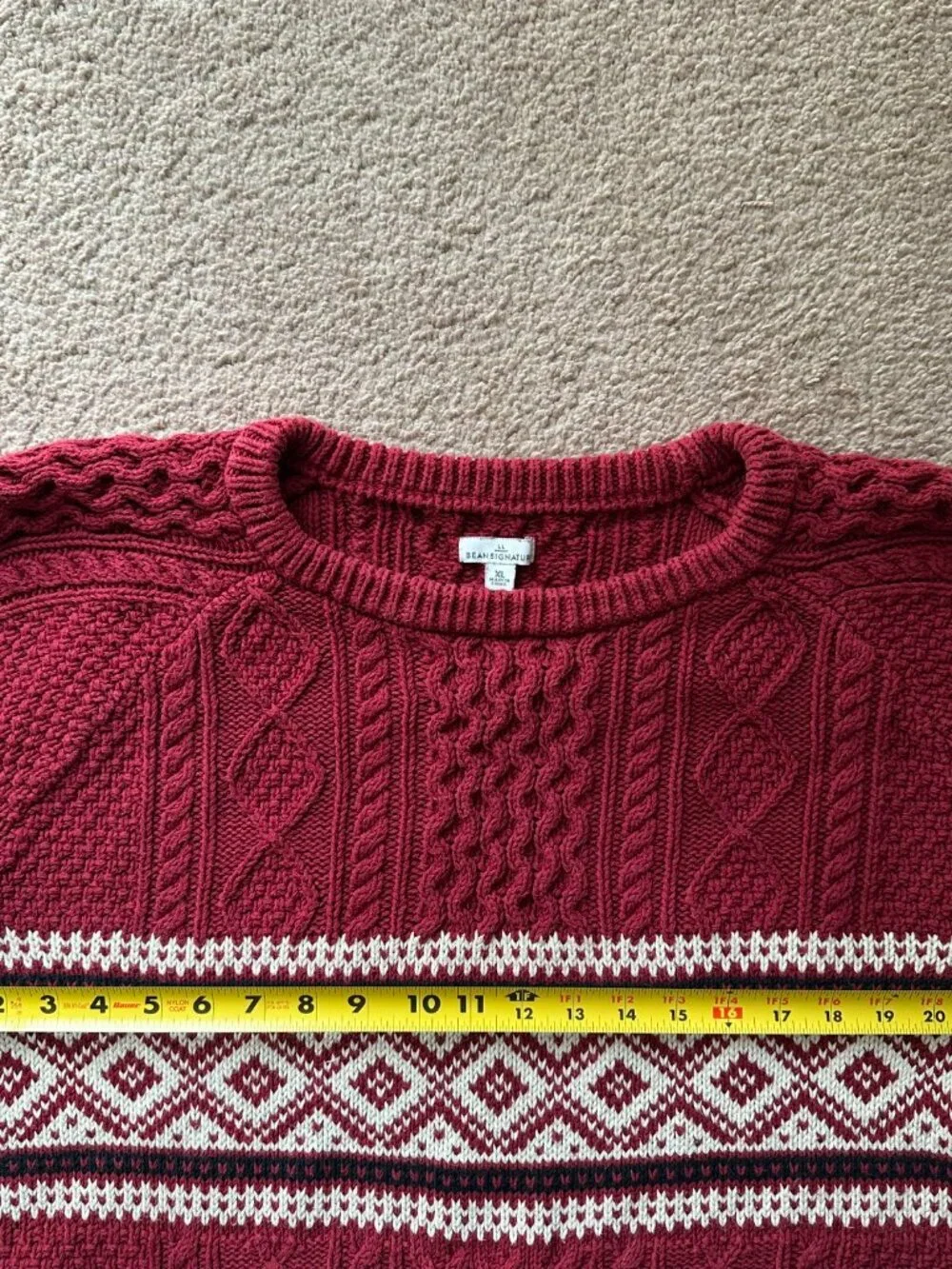 LL Bean Sweater Womens XL Signature Crewneck Chunky Cableknit Long Sleeve Red - Picture 9 of 12